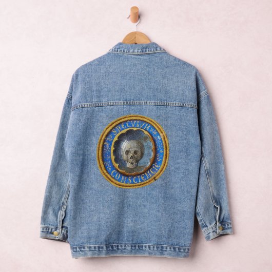 Late middeleeuwse manuscript schedel denim jacket (Hangar)