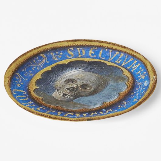 Late middeleeuwse manuscript schedel papieren bordje (Gekanteld)