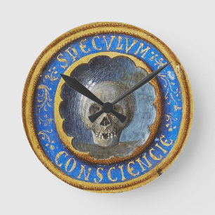 Late middeleeuwse manuscript schedel ronde klok