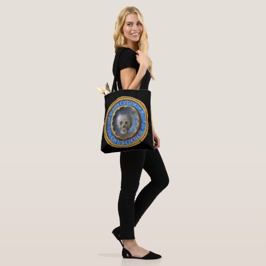 Late middeleeuwse manuscript schedel tote bag (Op model)