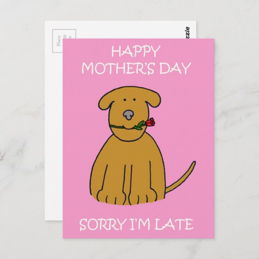 Late Moederdag Cartoon puppy Briefkaart (Voorkant / Achterkant)