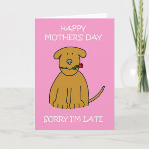 Late Moederdag, Cartoon Puppy. Kaart