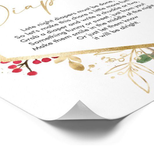 Late nacht diapers baby showers kerstmis poster (Hoek)