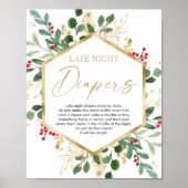 Late nacht diapers baby showers kerstmis poster (Voorkant)