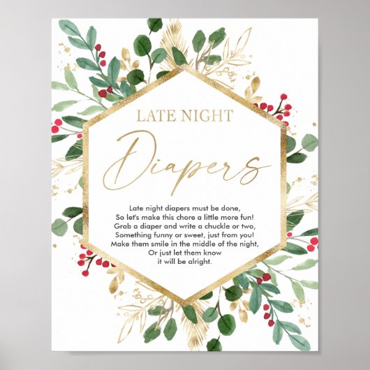 Late nacht diapers baby showers kerstmis poster (Voorkant)