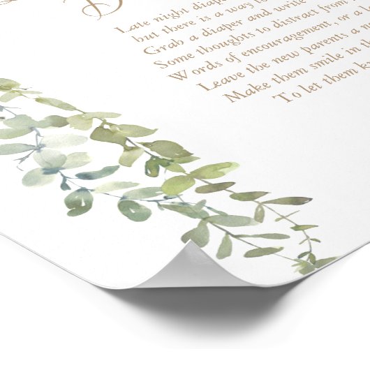 Late nacht Diapers Blue Balloon Boy Baby shower Poster (Hoek)