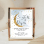 Late nacht diapers Blue Gold Moon Baby shower Game Poster<br><div class="desc">Veel plezier in je douche met deze gemakkelijke activiteit. Laat een stapel doekers en een teller naast dit teken bij uw douche staan.</div>