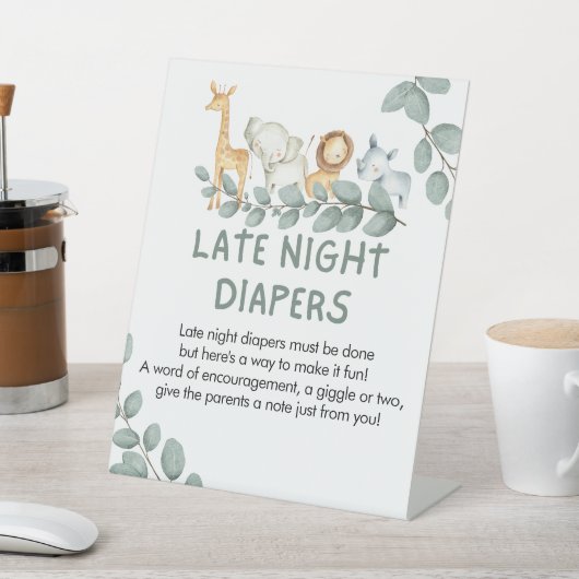 Late nacht Diapers Boy Sign Baby shower nodigt uit Reclamebord Met Voetstuk (Insitu)