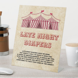 Late nacht Diapers Circus Baby shower Reclamebord Met Voetstuk