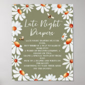 Late nacht diapers Daisies & Bumblebee Poster (Voorkant)