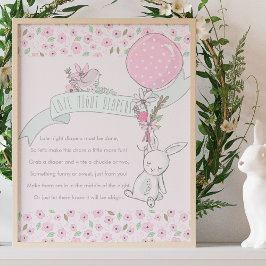 Late nacht Diapers Little Bunny Baby shower Game Poster