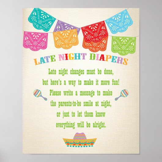 Late nacht diapers Mexican Fiesta Poster (Voorkant)