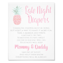 Late nacht Diapers Pineappel Tropische Baby Sign Foto Afdruk