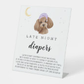 Late nacht diapers Speelgoed Poodle Brown Baby sho Reclamebord Met Voetstuk (Voorkant)