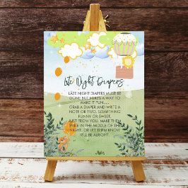 Late nacht luier avontuur begint hete lucht ballon poster