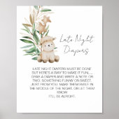 Late nacht luier spel lief klein lamsgroen poster (Voorkant)