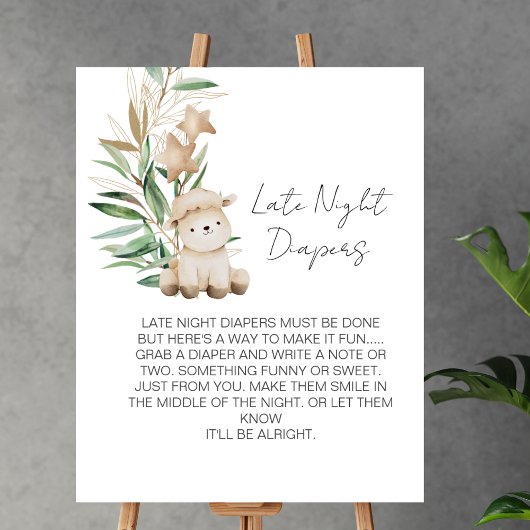 Late nacht luier spel lief klein lamsgroen poster