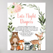 Late nachtduikers baby shower bos floraal poster (Voorkant)