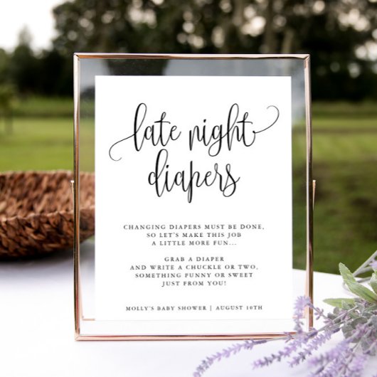 Late nachtkleppen, minimalistische kalligrafie-dou poster