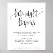 Late nachtkleppen, minimalistische kalligrafie-dou poster (Voorkant)