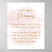 Late Nachtluiers Waterverf Blush & Gouden teken Poster (Voorkant)