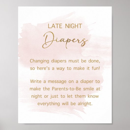 Late Nachtluiers Waterverf Blush & Gouden teken Poster (Voorkant)