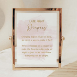 Late Nachtluiers Waterverf Blush & Gouden teken Poster