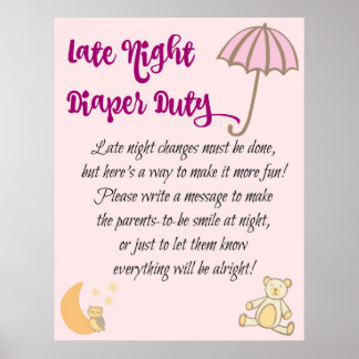Late nachts Baby shower voor laksrijdende duty Sig Poster