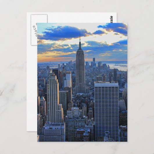 Late namiddag NYC Skyline als zonsondergang Briefkaart (Voorkant / Achterkant)