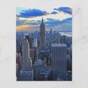 Late namiddag NYC Skyline als zonsondergang Briefkaart