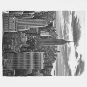 Late namiddag NYC Skyline als zonsondergang BW ben Fleece Deken (Voorkant (Horizontaal))