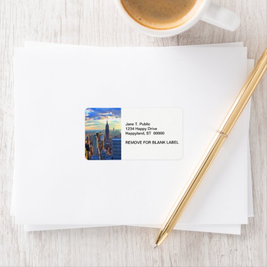 Late namiddag NYC Skyline als zonsondergang Etiket (Insitu)