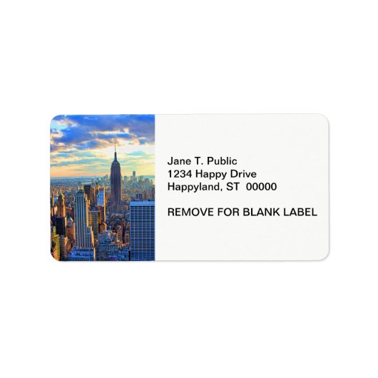 Late namiddag NYC Skyline als zonsondergang Etiket (Voorkant)