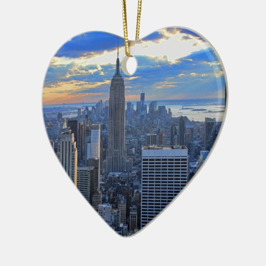 Late namiddag NYC Skyline als zonsondergang Keramisch Ornament (Links)