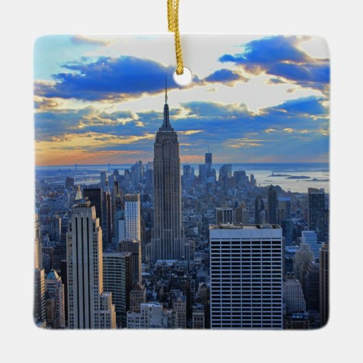 Late namiddag NYC Skyline als zonsondergang Keramisch Ornament (Voorkant)