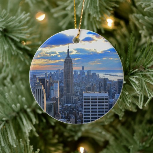 Late namiddag NYC Skyline als zonsondergang Keramisch Ornament (Boom)