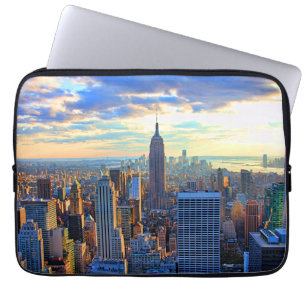 Late namiddag NYC Skyline als zonsondergang Laptop Sleeve