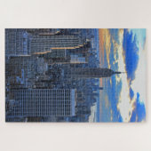 Late namiddag NYC Skyline als zonsondergang Legpuzzel (Horizontaal)