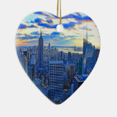 Late namiddag NYC Skyline als zonsondergang nadert Keramisch Ornament (Rechts)