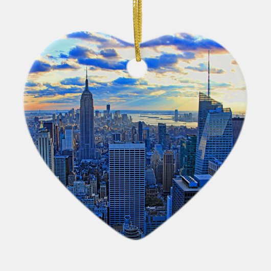 Late namiddag NYC Skyline als zonsondergang nadert Keramisch Ornament (Voorkant)