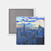 Late namiddag NYC Skyline als zonsondergang nadert Magneet (Voorkant / Achterkant)
