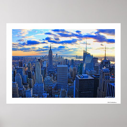 Late namiddag NYC Skyline als zonsondergang nadert Poster (Voorkant)
