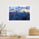 Late namiddag NYC Skyline als zonsondergang nadert Poster (Keuken)