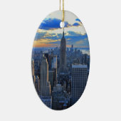 Late namiddag NYC Skyline als zonsondergang O Keramisch Ornament (Rechts)