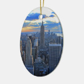 Late namiddag NYC Skyline als zonsondergang O Keramisch Ornament (Links)