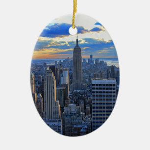 Late namiddag NYC Skyline als zonsondergang O Keramisch Ornament
