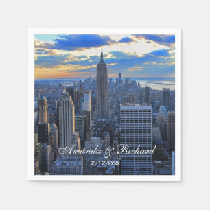 Late namiddag NYC Skyline als zonsondergang Servetten