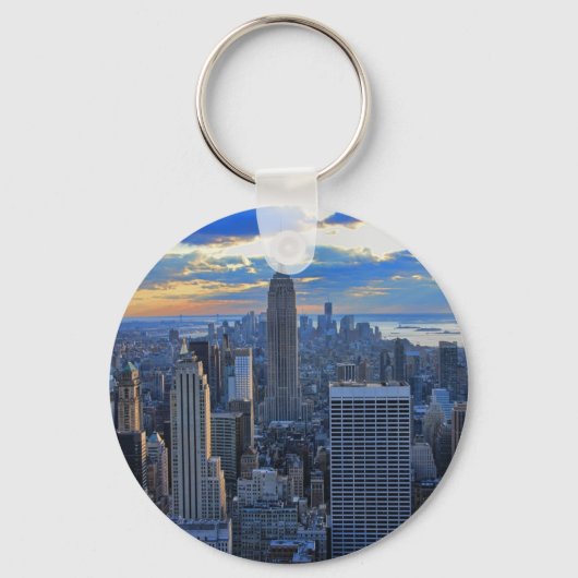Late namiddag NYC Skyline als zonsondergang Sleutelhanger (Voorkant)