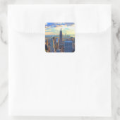 Late namiddag NYC Skyline als zonsondergang Vierkante Sticker (Tas)