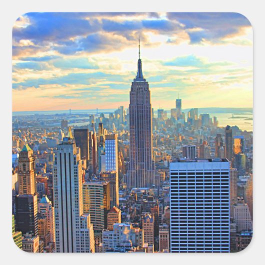 Late namiddag NYC Skyline als zonsondergang Vierkante Sticker (Voorkant)